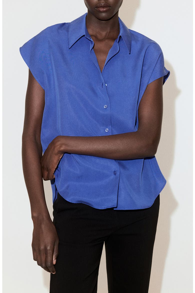 Dolman Short Sleeve Button-Up Shirt, Main, color, BLUE