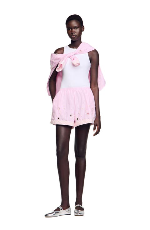 Rhinestone striped shorts