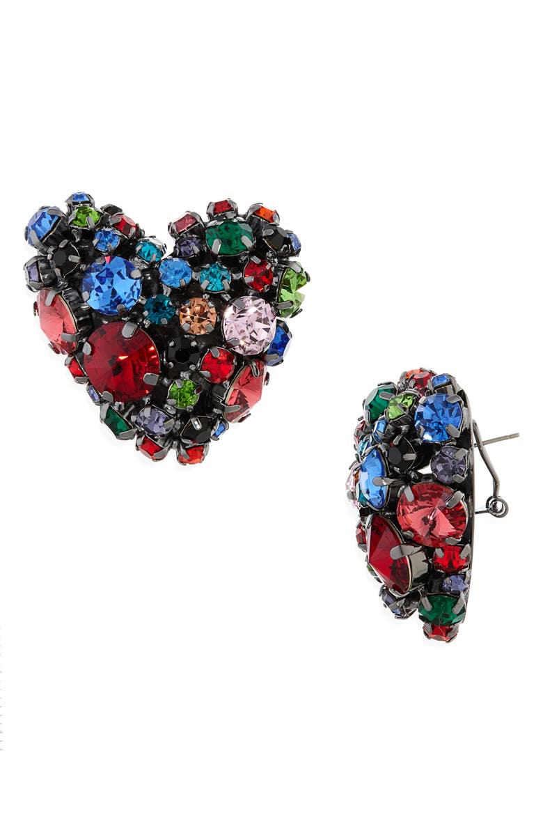 Area Crystal Cluster Heart Earrings, Main, color, 