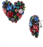 Area Crystal Cluster Heart Earrings