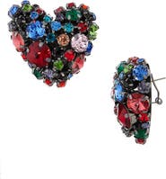 Area Crystal Cluster Heart Earrings