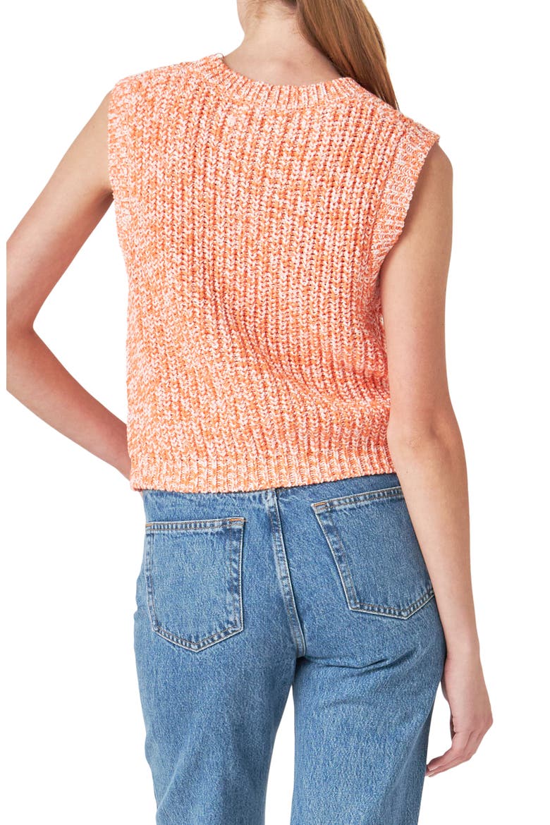 Marled Sleeveless Sweater, Alternate, color, ORANGE/ WHITE