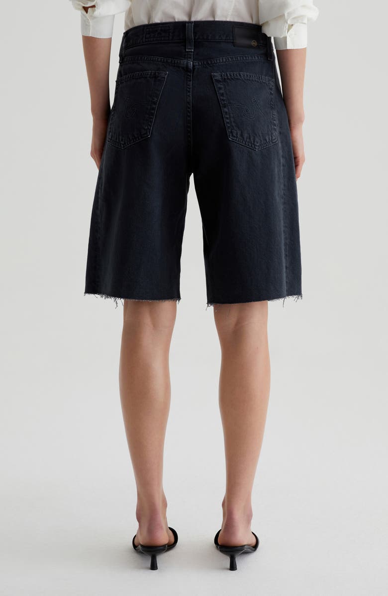 AG Hattie High Waist Raw Hem Denim Barrel Shorts, Alternate, color, Sulfur Black