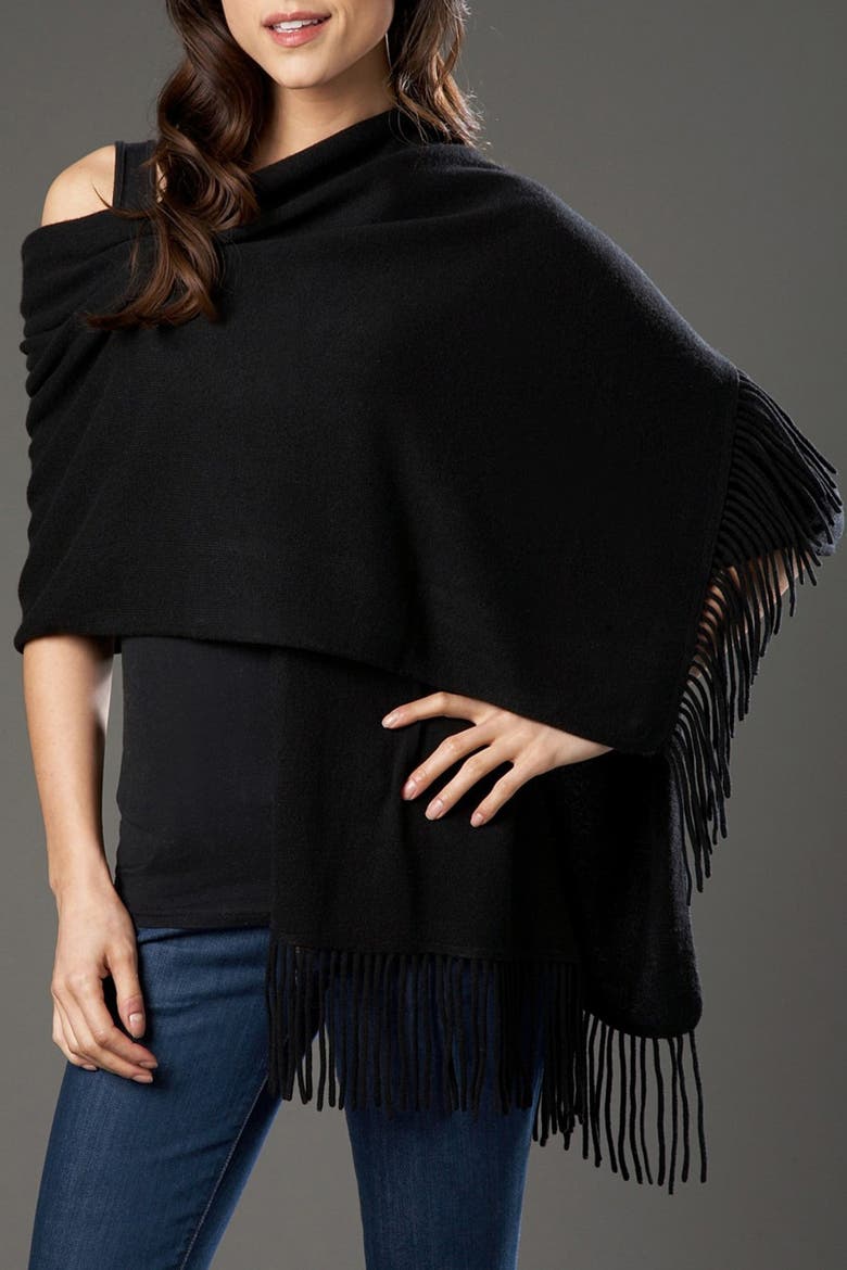 Solid Cashmere Wrap, Main, color, BLK