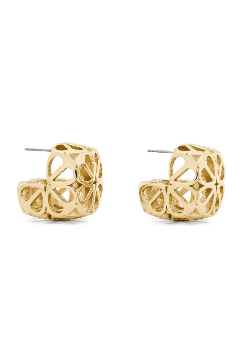 Spade Flower Lace Chubby Huggie Hoop Earrings, Main, color, GOLD