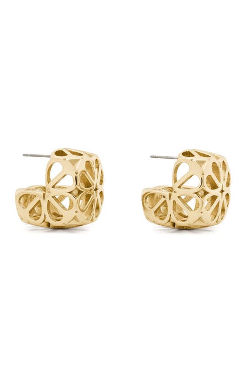 Spade Flower Lace Chubby Huggie Hoop Earrings