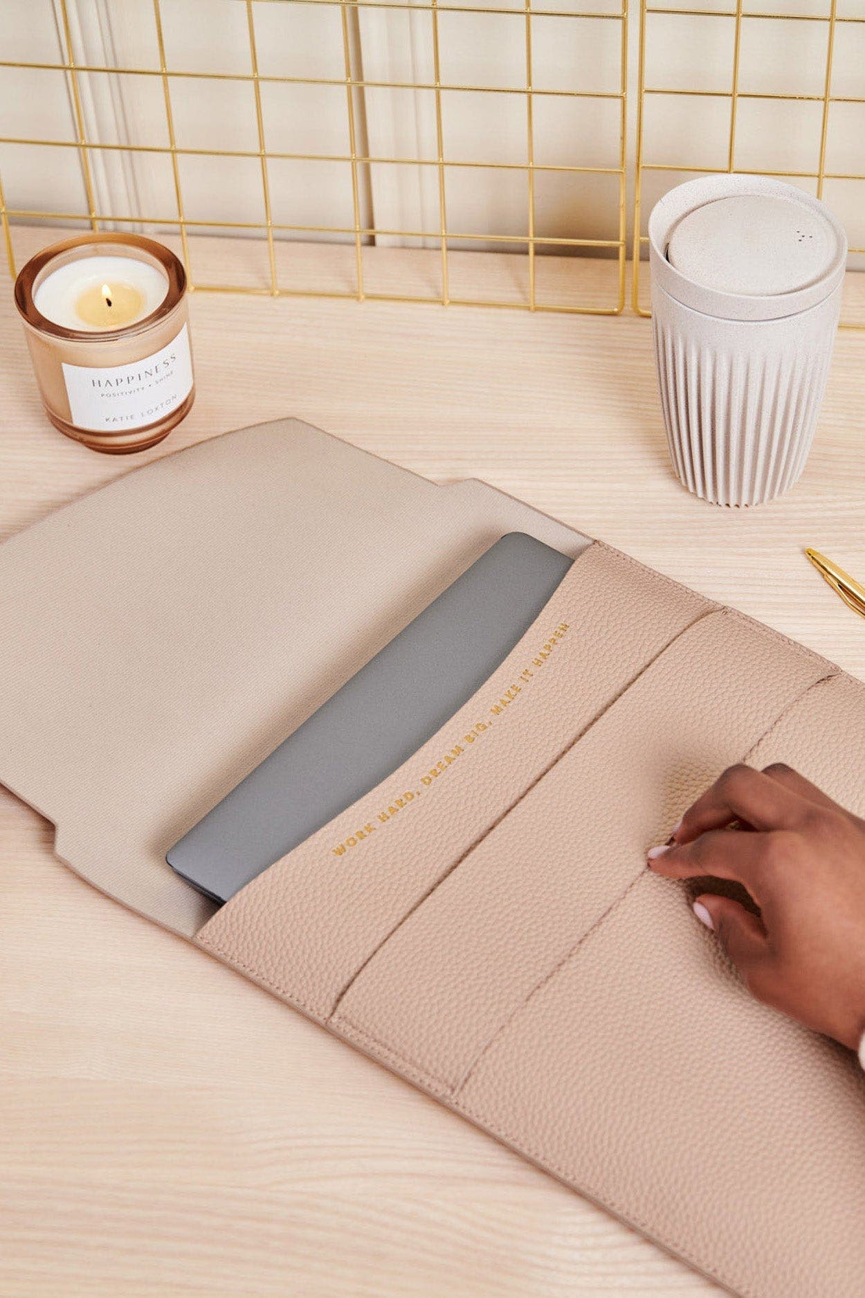 Katie Loxton Laptop Sleeve 'Dream Big  Work Hard  Make It Happen', Alternate, color, Pink