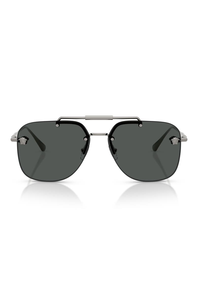 60mm Square Sunglasses, Main, color, GUNMETAL / DARK GREY