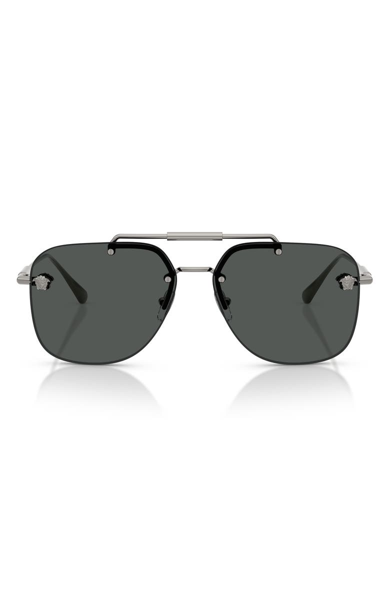 Versace 60mm Square Sunglasses, Main, color, Gunmetal / Dark Grey