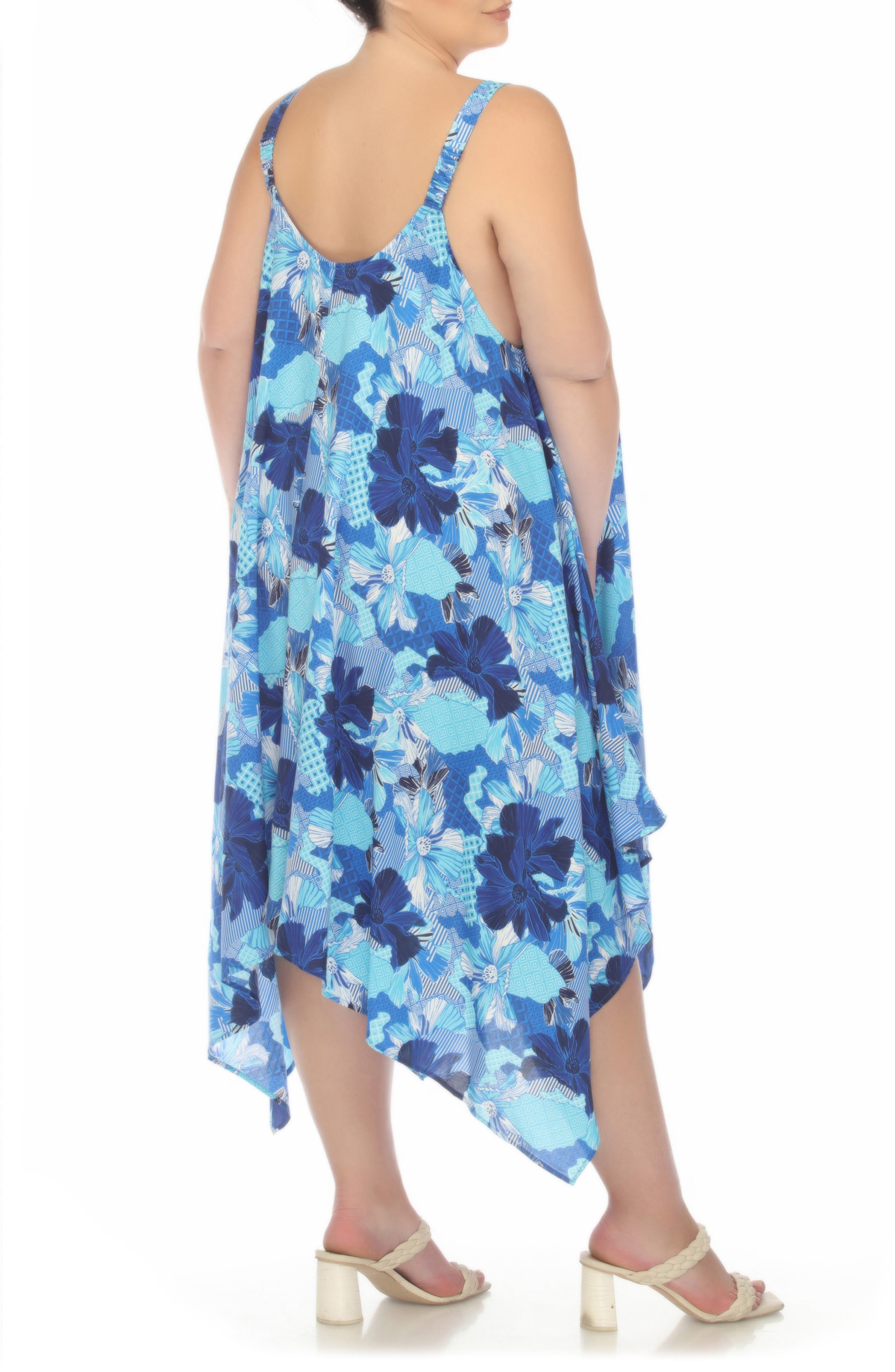 Print Handkerchief Hem Maxi Dress - image 4
