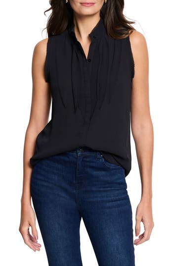 Nic + Zoe Nic+zoe Falling Chiffon Tank Top In Black Onyx