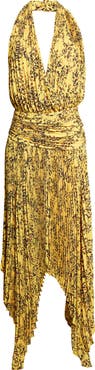 Proenza Schouler Paulina Pleated Georgette Halter Dress