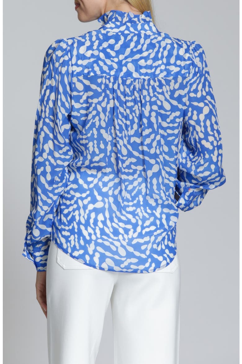 Ruffle Placket Top, Alternate, color, BLUE/WHITE