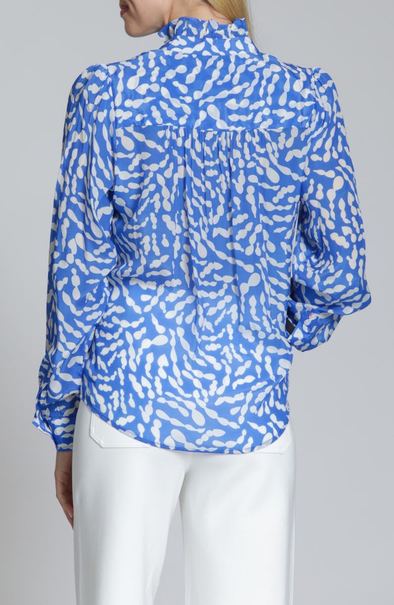 APNY Ruffle Placket Top, Alternate, color, Blue/White