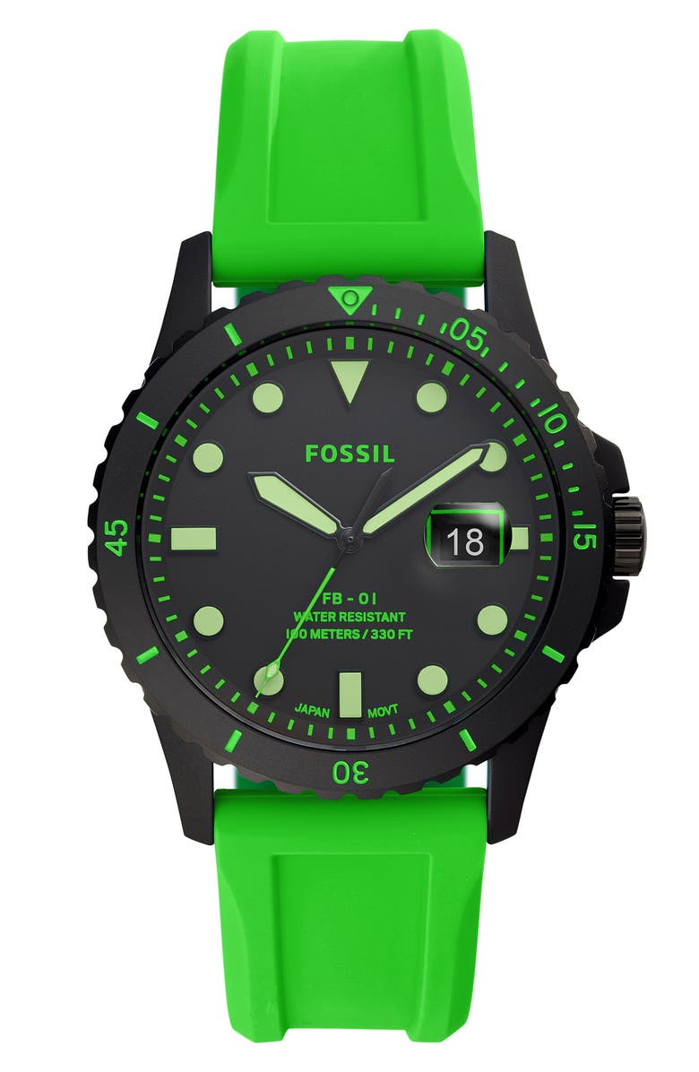 Fossil FB-01 Silicone Strap Watch, 42mm, Main, color,