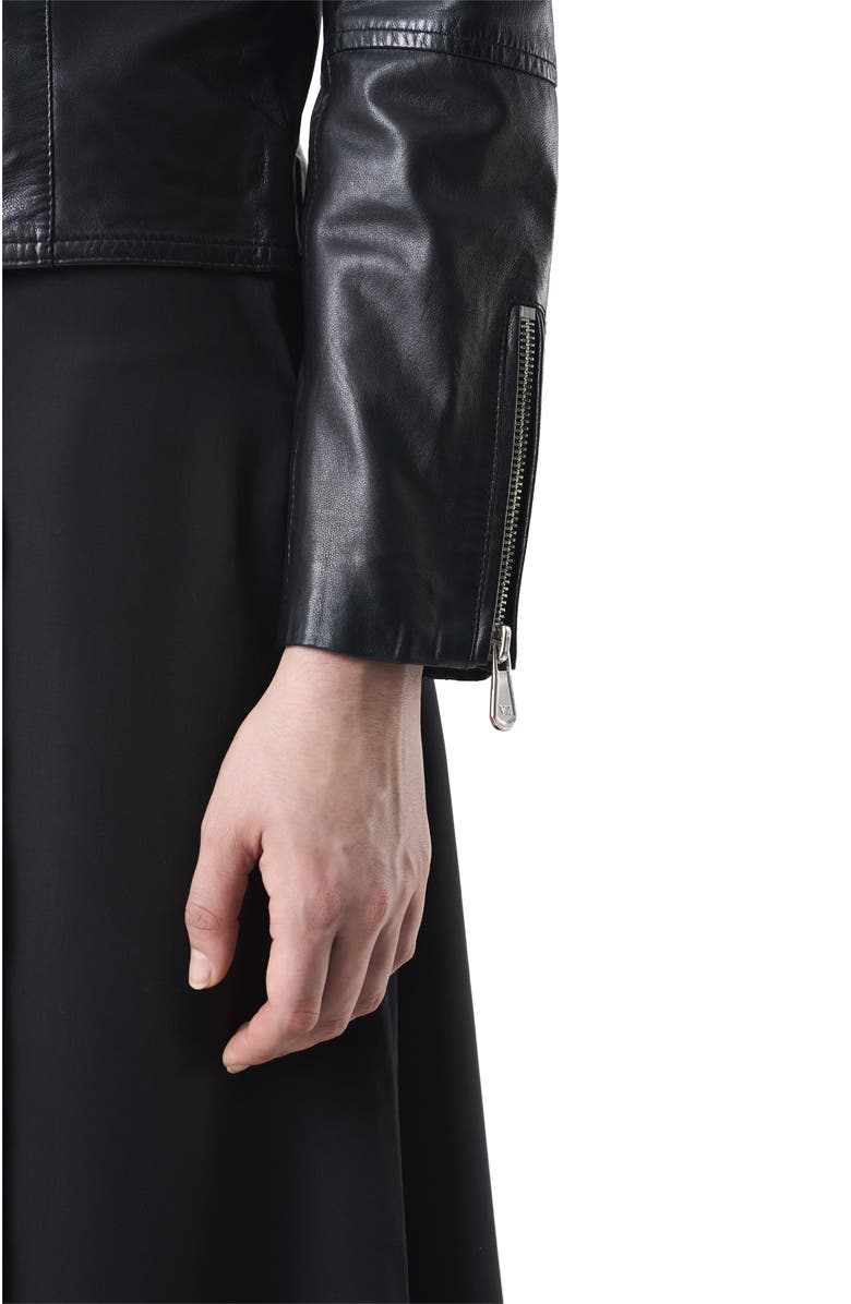 Velez Biker Leather Jacket With Epaulets, Alternate, color, Black