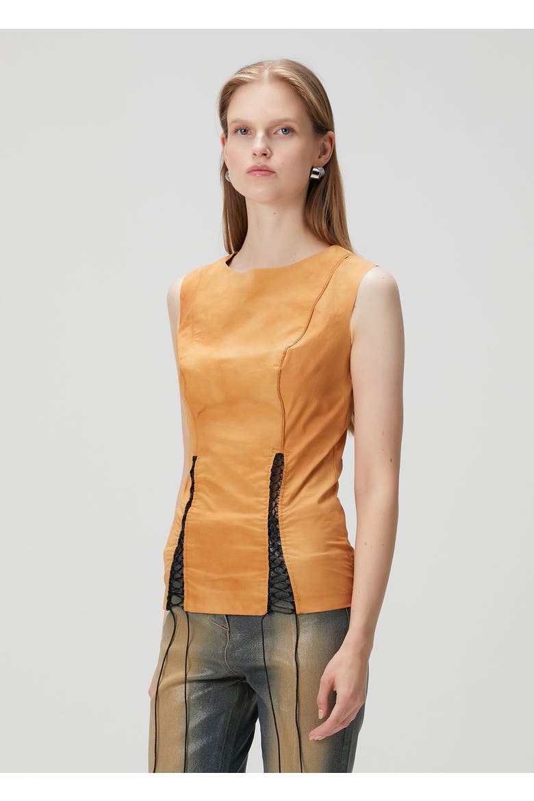 Cotton Top With Slit Detail, Alternate, color, ORANGE