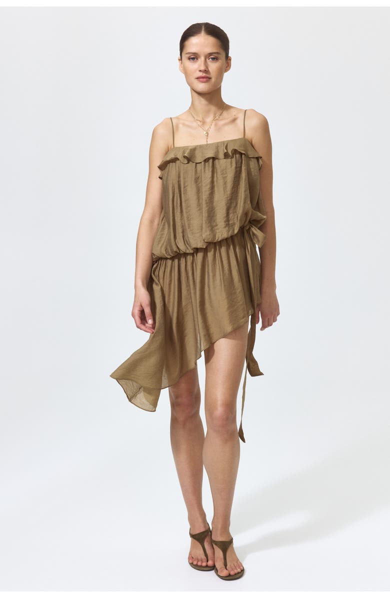 H&M Asymmetric dress with flounce trim, Alternate, color, Khaki Green