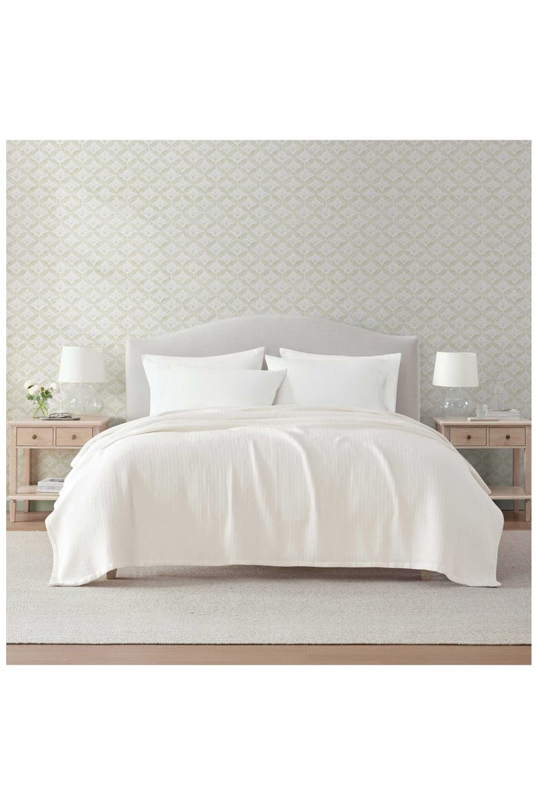 Bedford Tile Basket Weave Cotton Blanket, Alternate, color, PEARL WHITE
