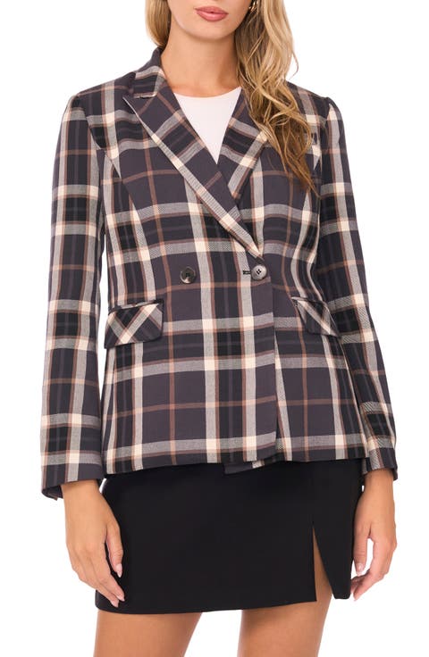 Plaid Double Breasted Blazer