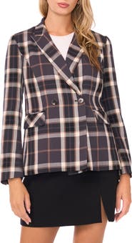 1.STATE Plaid Double Breasted Blazer