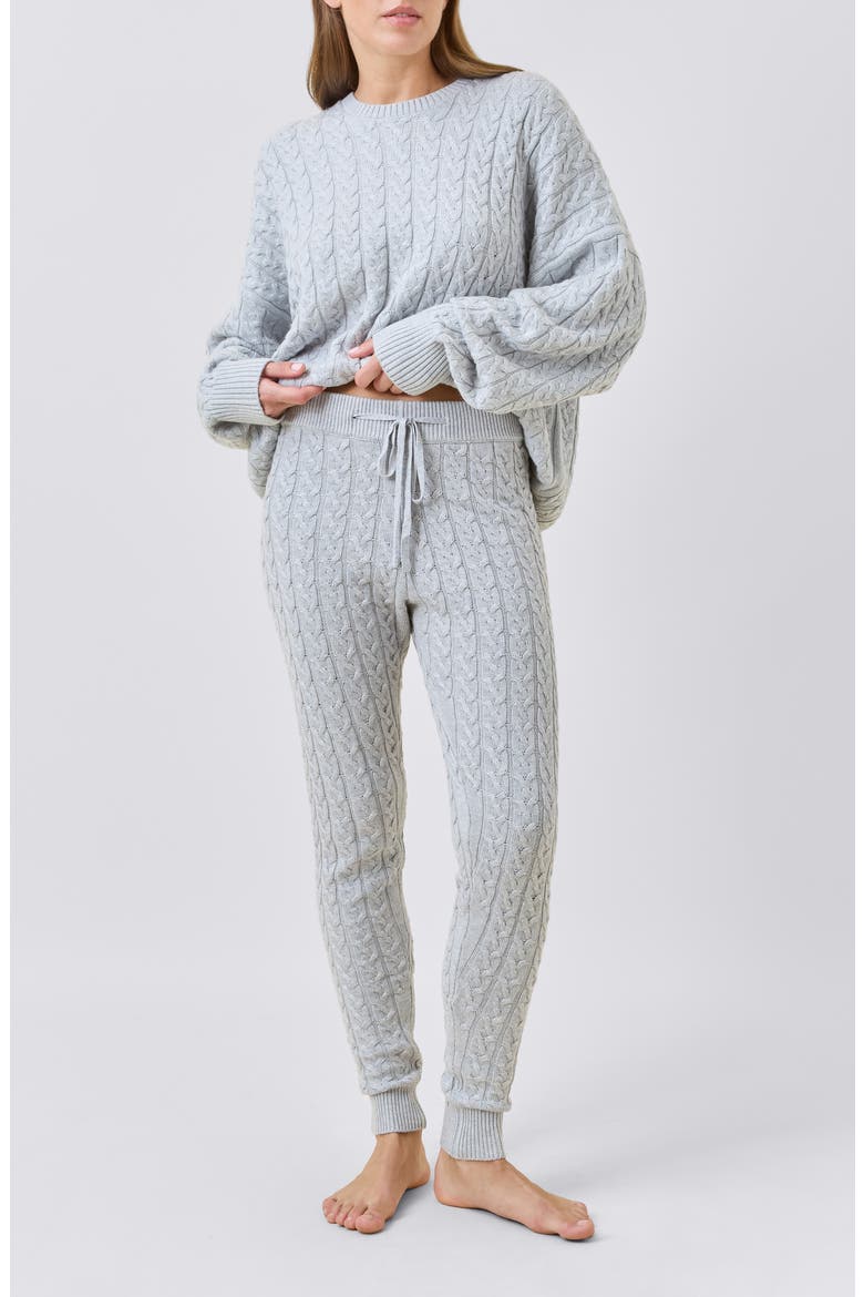 Cable Knit Pajama Pants, Alternate, color, GREY