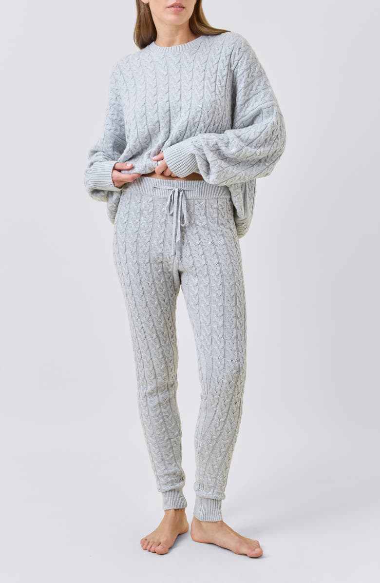 Papinelle Cable Knit Pajama Pants, Alternate, color, Grey