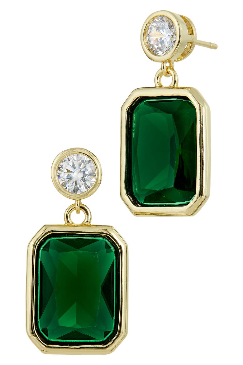 Bold CZ Drop Earrings, Main, color, YELLOW GOLD