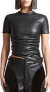 Manière De Voir Leather Ruched T-Shirt