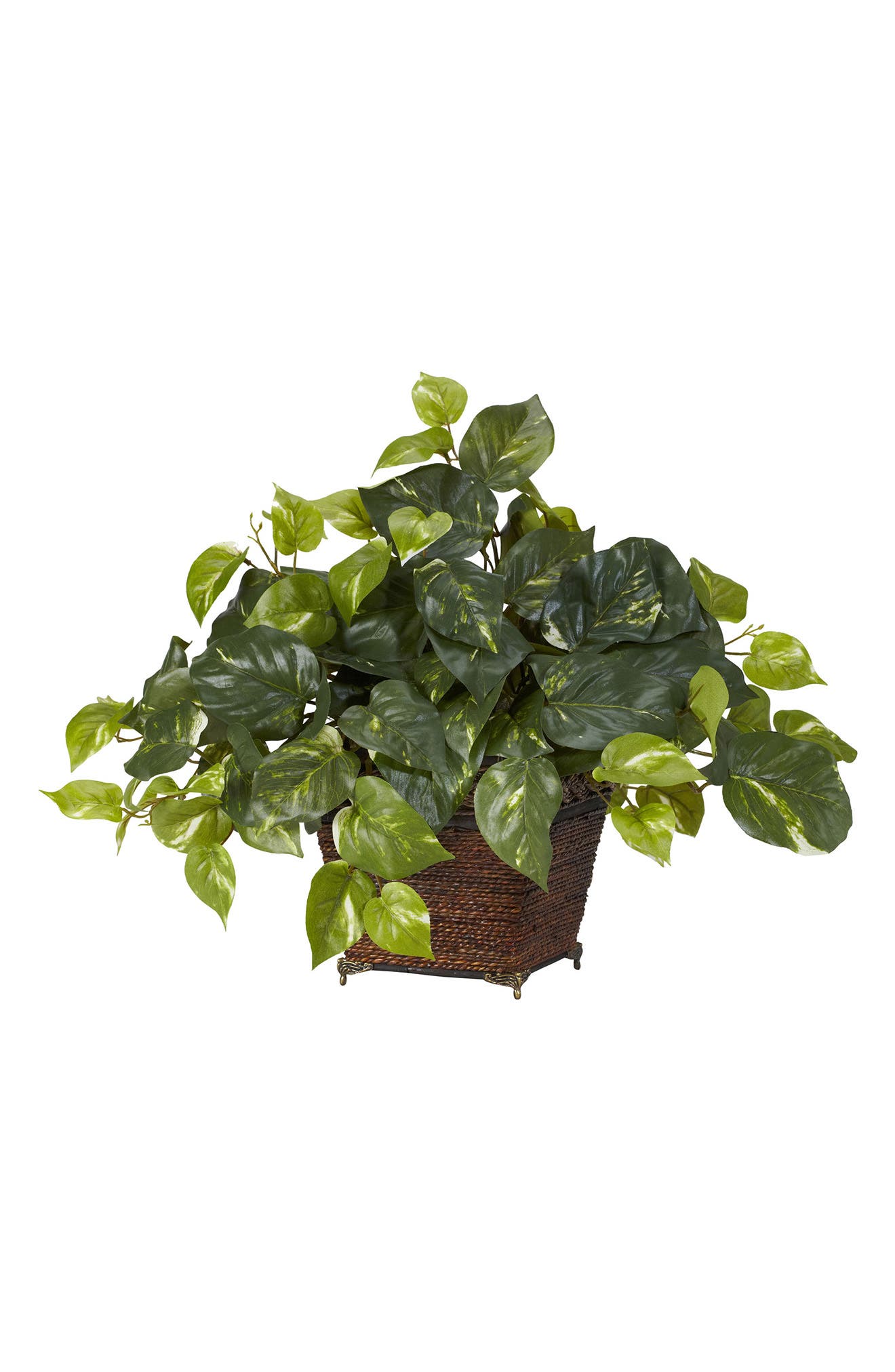 NEARLY NATURAL Pothos with Coiled Rope Planter Artificial Plant | Nordstrom