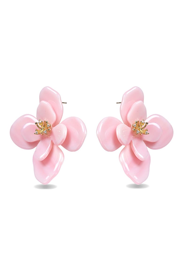 Ysabel Flower Stud Earrings, Alternate, color, PINK
