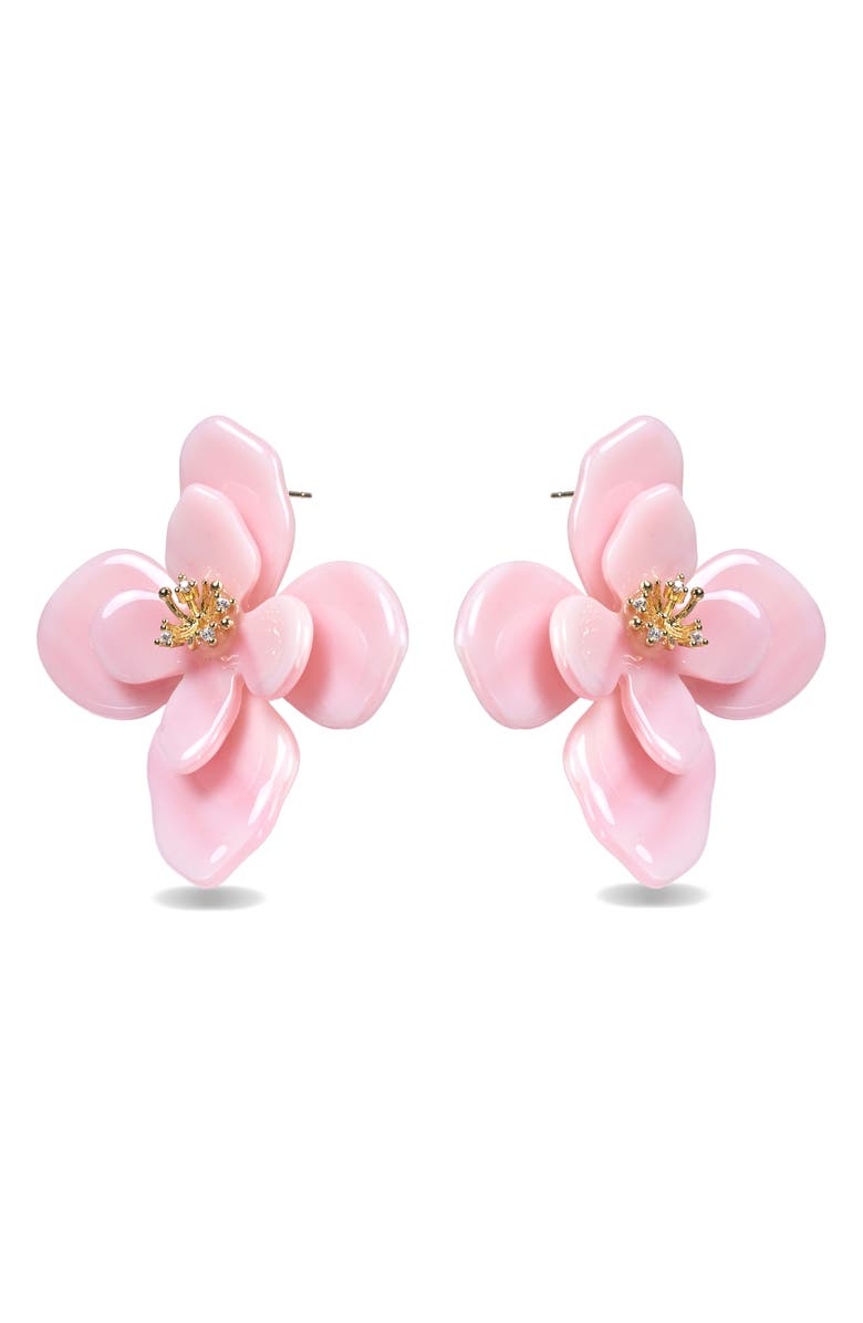 EYE CANDY LOS ANGELES Ysabel Flower Stud Earrings, Alternate, color, Pink