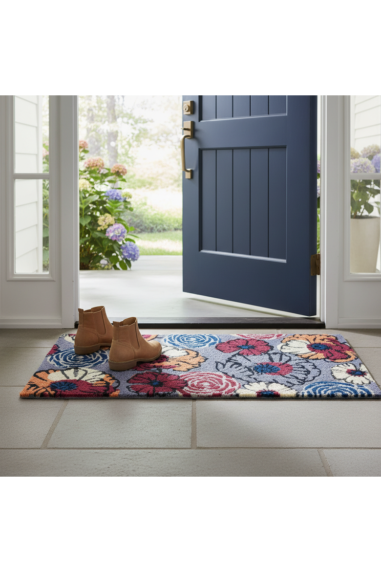 Poppy Coir Mat Multi Coir Everyday,Summer, Alternate, color, Blue