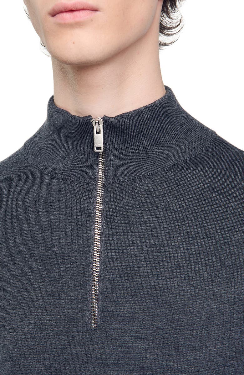 SANDRO Wool sweater with zip collar, Alternate, color, 