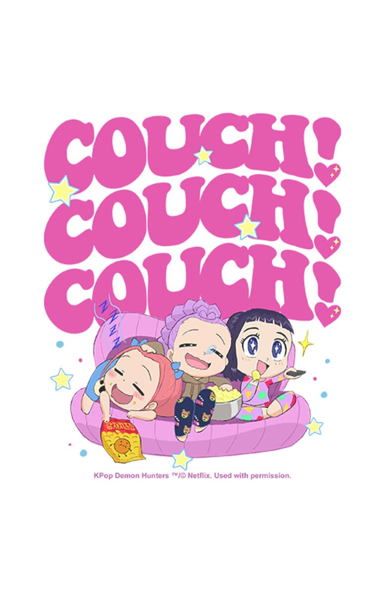 KPop Demon Hunters Girl's KPop Demon Hunters Cute Friendship Idols Couch Time  Graphic T-Shirt, Alternate, color, White