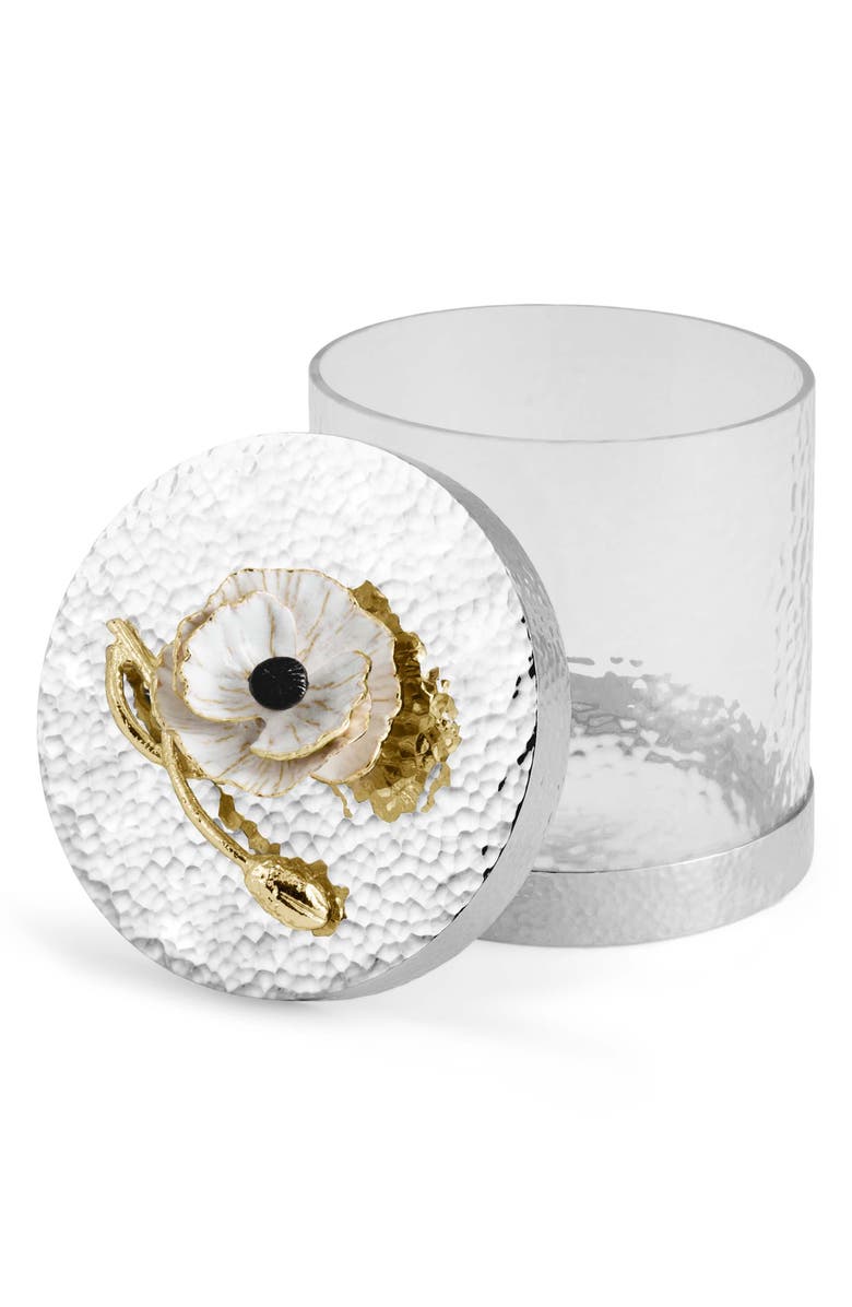 Michael Aram Anemone Extra Small Canister, Alternate, color, Silver/ White/ Gold