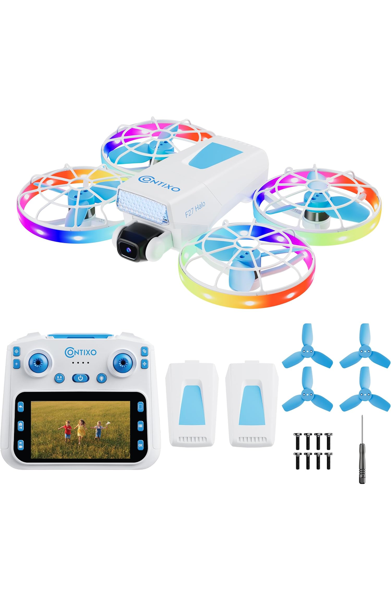 CONTIXO Foldable Drone with Screen Remote Control, Main, color, White