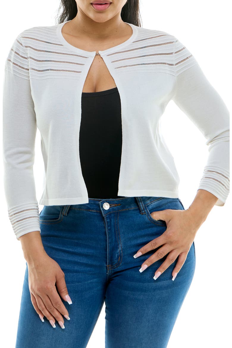 Sheer Stripe Knit Bolero, Main, color, WHITE