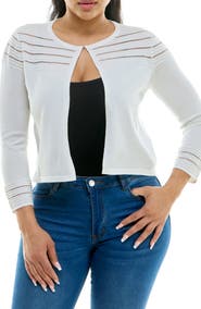 Nina Leonard Sheer Stripe Knit Bolero