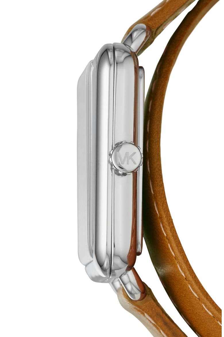 'Brenner' Square Leather Strap Watch, 31mm, Alternate, color, BROWN/ BLACK