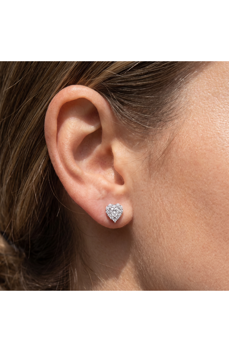 Bliss Diamond 1.30Ct Heart Shape Diamond Halo Studs or Gold Lab Grown, Alternate, color, 10K White Gold