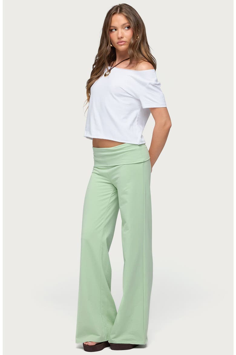 Cammy Wide Leg Foldover Pants, Alternate, color, GREEN