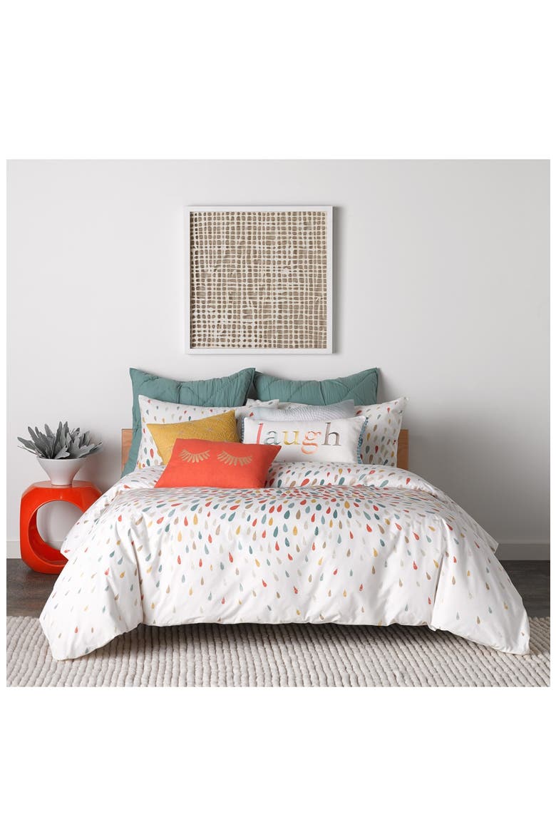 'Laugh' Embroidered Pillow, Main, color, CREAM