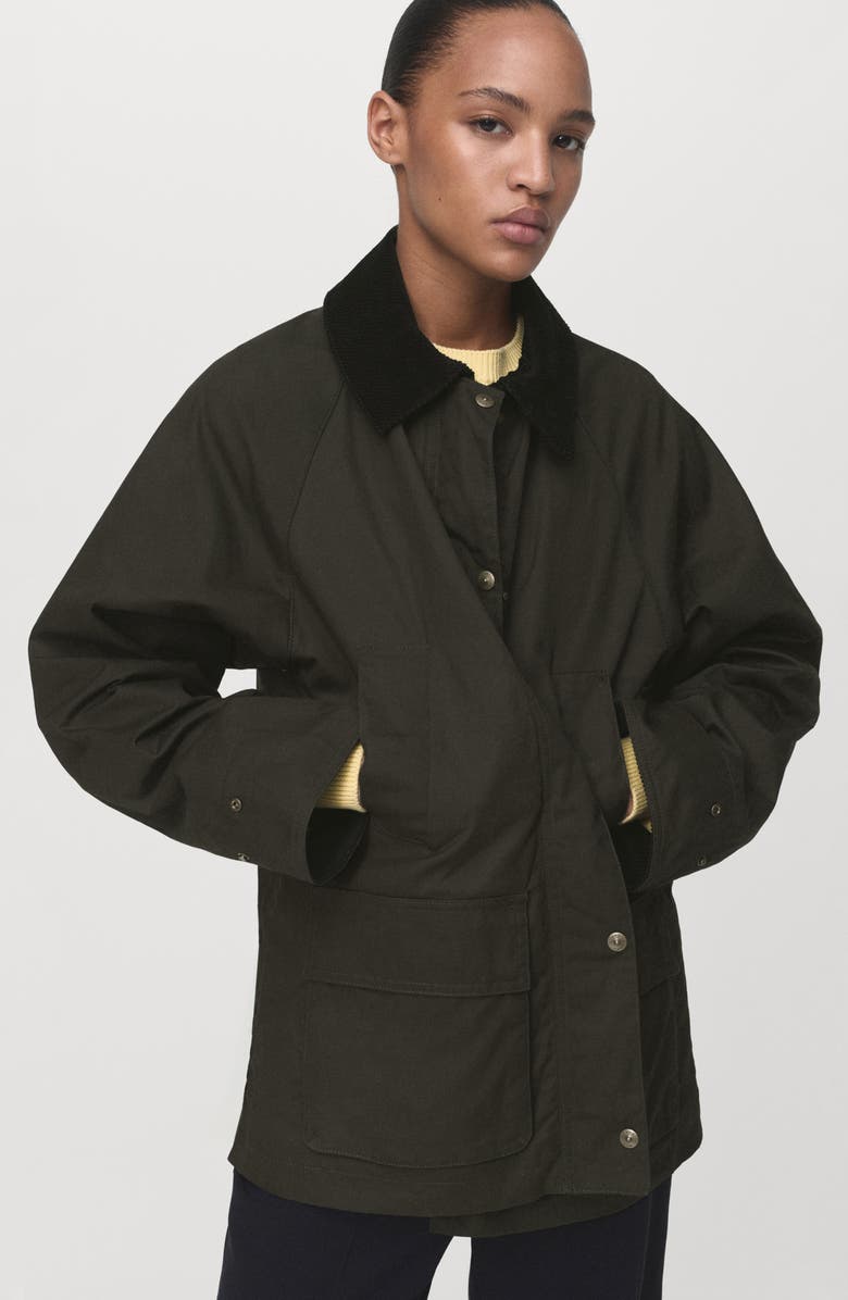 MANGO Cotton Barn Jacket, Alternate, color, Khaki Green