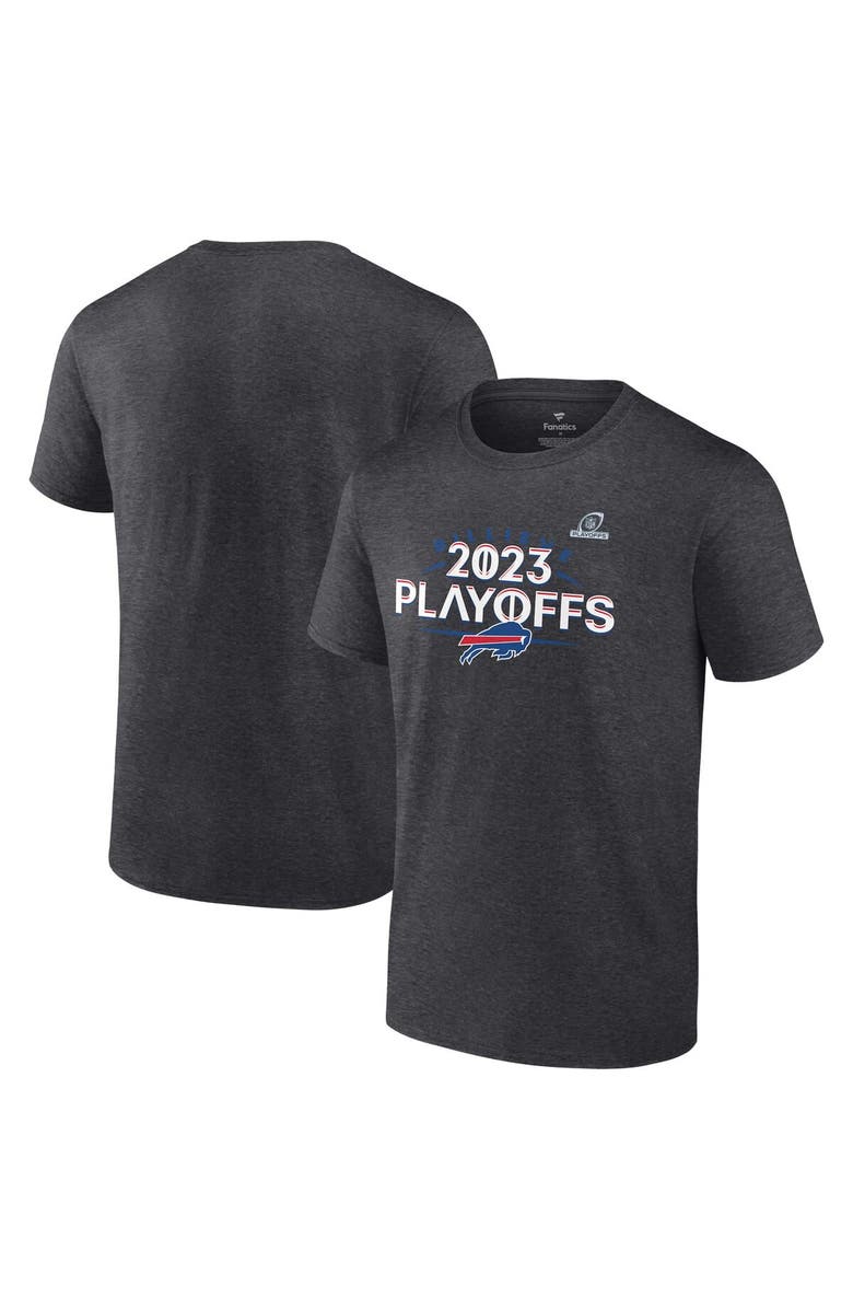 FANATICS Men's Fanatics Branded Heather Charcoal Buffalo Bills 2023 NFL Playoffs T-Shirt, Main, color, 