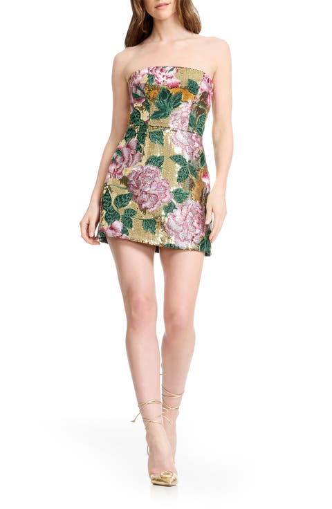 Scottie Sequin Floral Embroidered Minidress