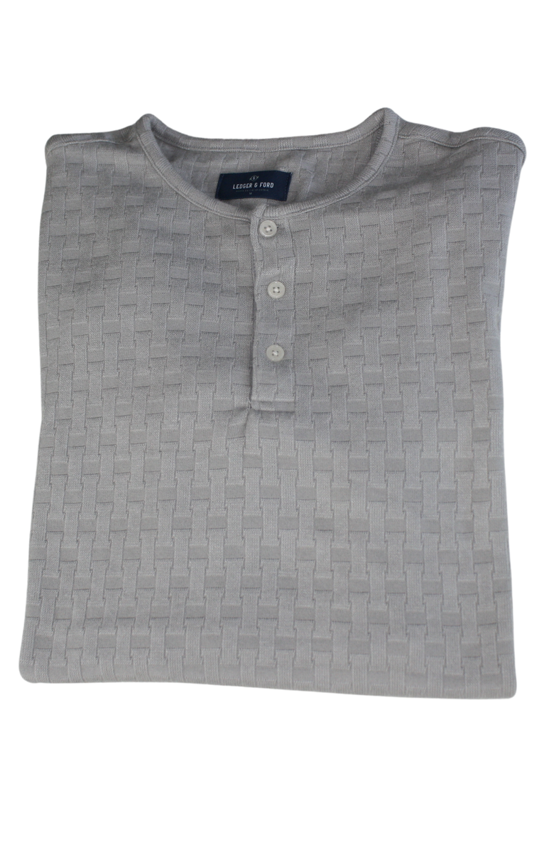 Ledger & Ford Grey Folsom Basketweave Henley, Alternate, color, Grey