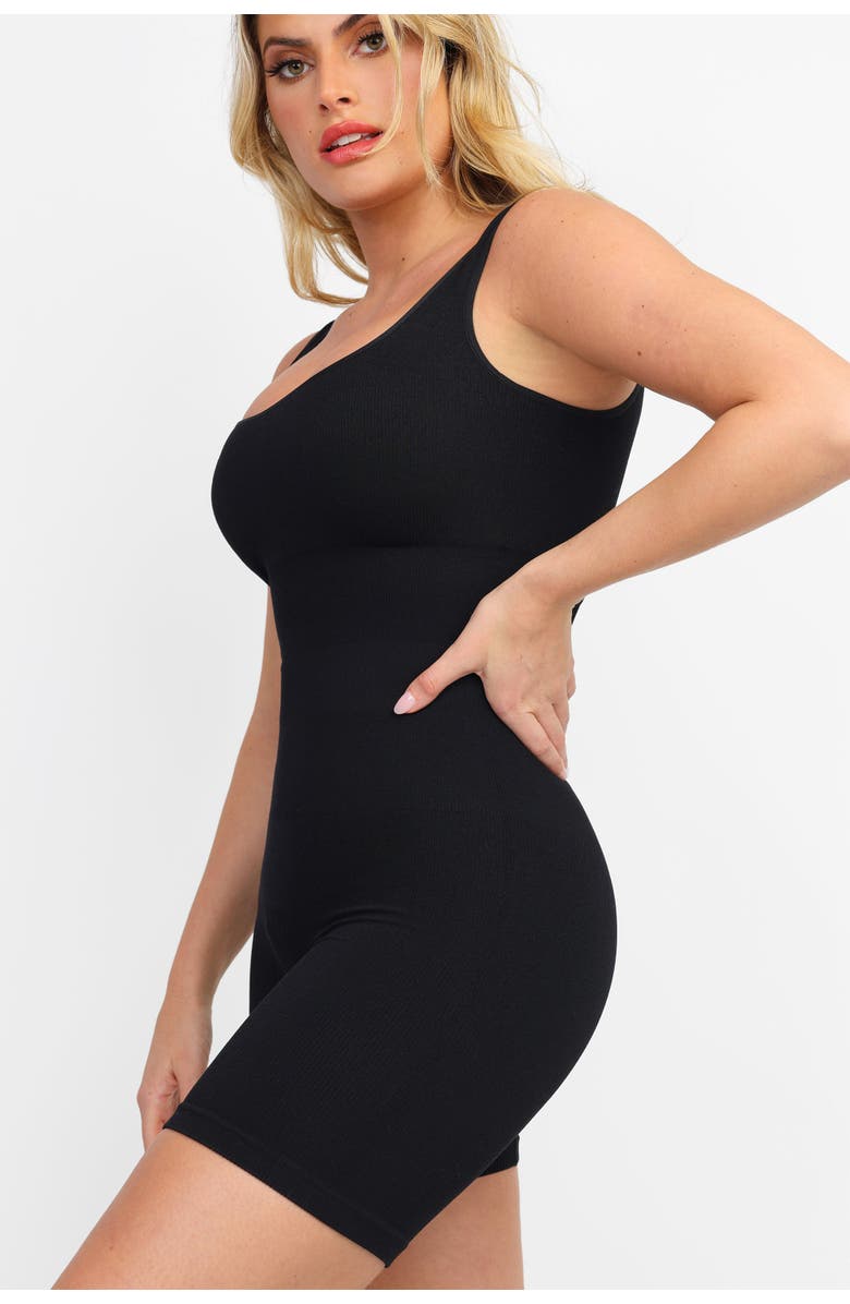 Popilush Shapewear Seamless Square Neck Smoothing Sport Romper, Alternate, color, Jet Black