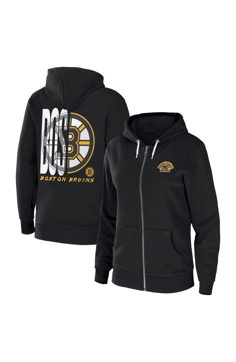 WEAR by Erin Andrews Women's WEAR by Erin Andrews Black Boston Bruins Sponge Fleece Full-Zip Hoodie, Main, color,
