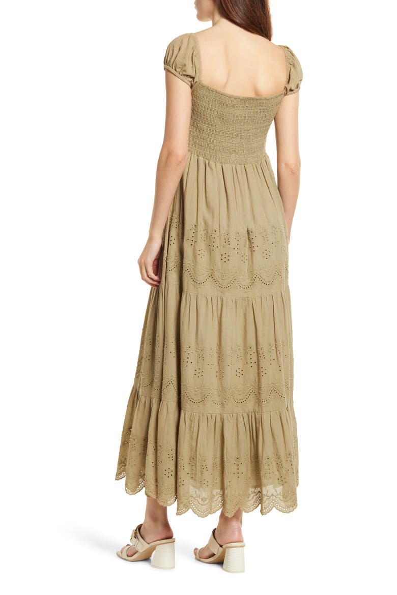 Olivia Tiered Cotton Maxi Dress, Alternate, color, LIGHT GREEN